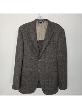 Samuelsohn Wool Cashmere Tweed Plaid Blazer Sport Coat Suit Jacket Size 39R
